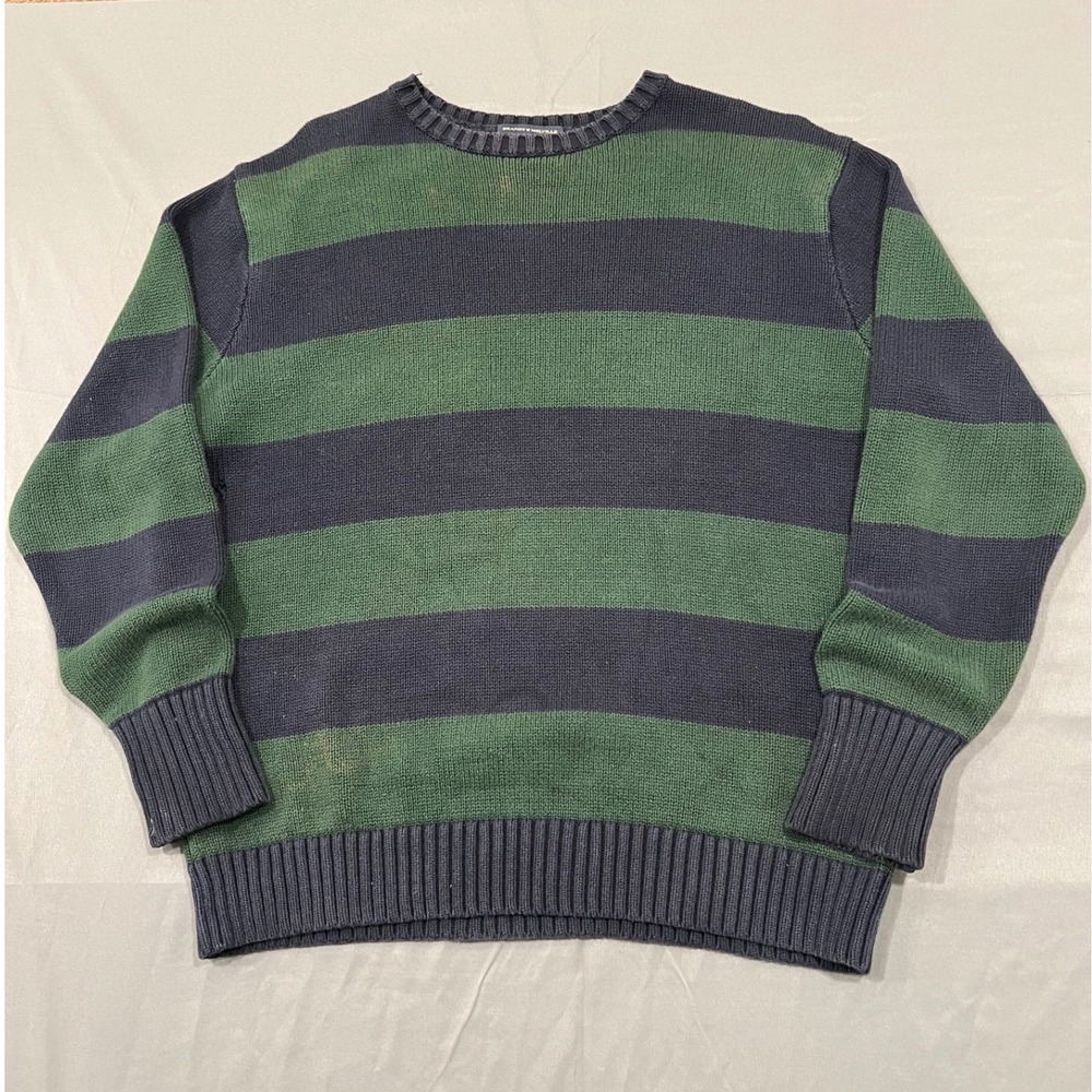 Brandy Melville Brianna Oversized Striped Sweater Green Navy Blue Grunge Knit